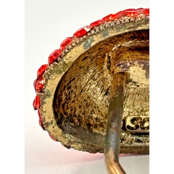 Vintage SOHO Signed‎ Hair Stick Red Crystal Mushroom Jewelry Gold Tone Metal HTF - Picture 8 of 16